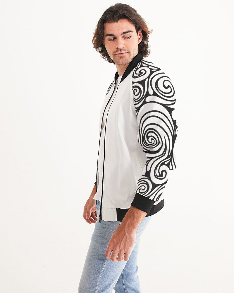 Men's Psychedelic Bomber Jacket — bold all-over print by AmbiVirile, side view