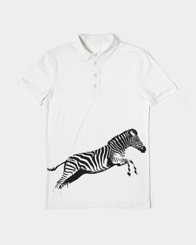 Zebra Black Men's Slim Fit Short Sleeve Polo