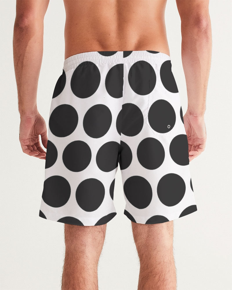 Men's Polka Swim Trunks — bold all-over print by AmbiVirile, detail view