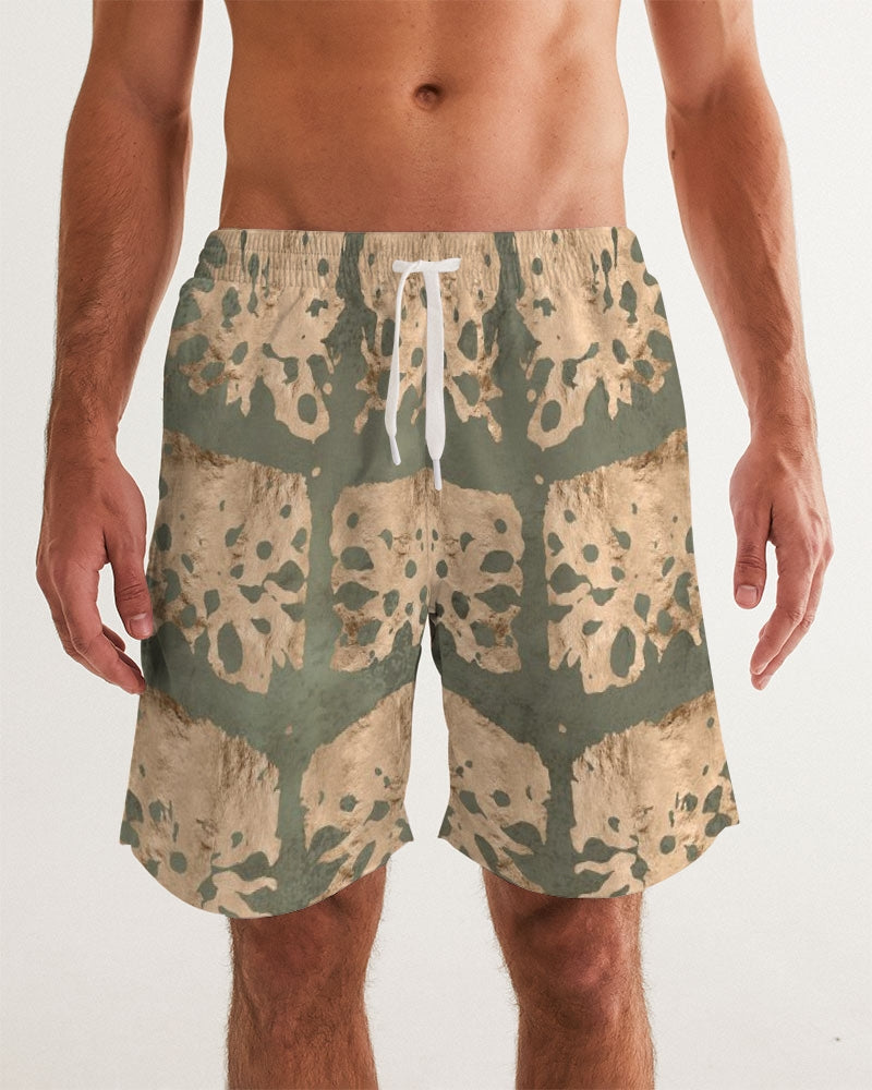 Men's Crocodile Sense Swim Trunks — bold all-over print by AmbiVirile, front view