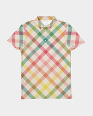 Pretty Plaid Men's Slim Fit Short Sleeve Polo