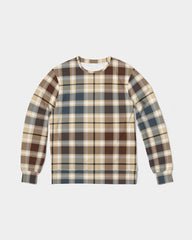 Classic Plaid Brown Men's Classic French Terry Crewneck Pullover