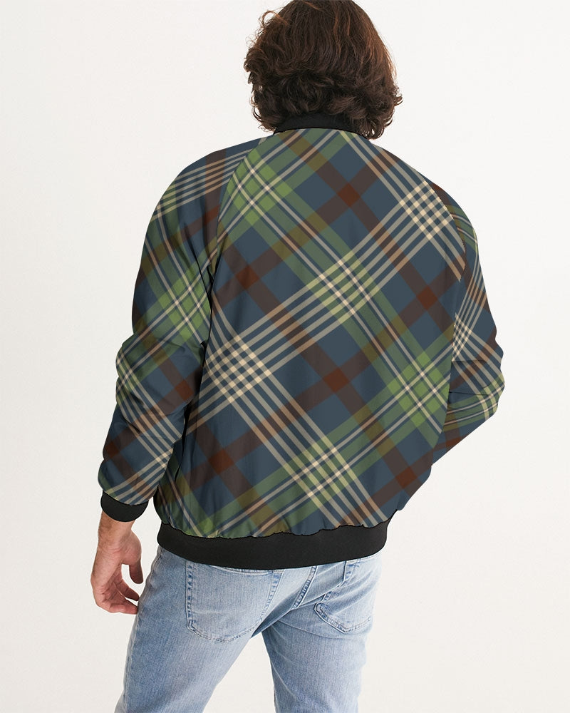Men's Winter Plaid Bomber Jacket — bold all-over print by AmbiVirile, detail view