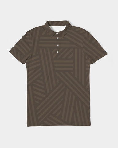Brown Weave Men's Slim Fit Short Sleeve Polo