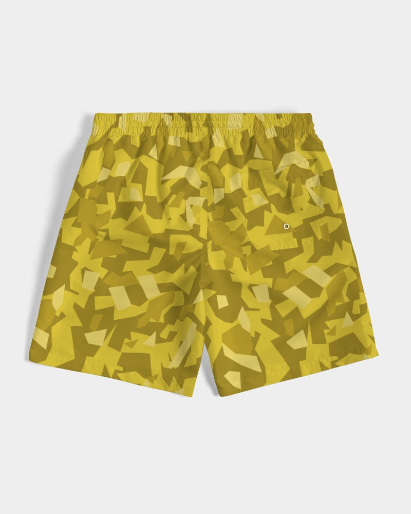 Men's AV Yellow Camo Swim Trunks — bold all-over print by AmbiVirile, view 7