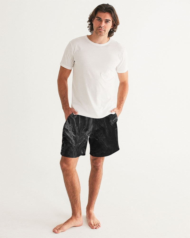 Men's Black Wave Swim Trunks — bold all-over print by AmbiVirile, view 5