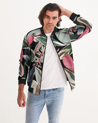 Black Botanical Bomber Jacket