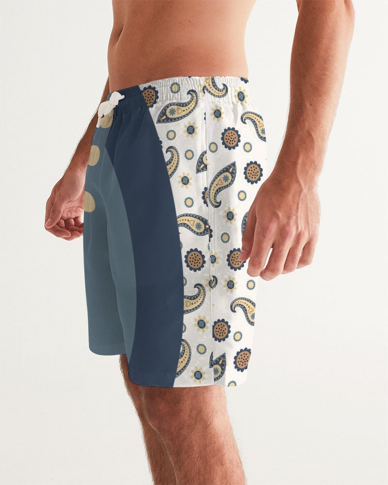 Men's Morning Paisley Swim Trunks — bold all-over print by AmbiVirile, side view