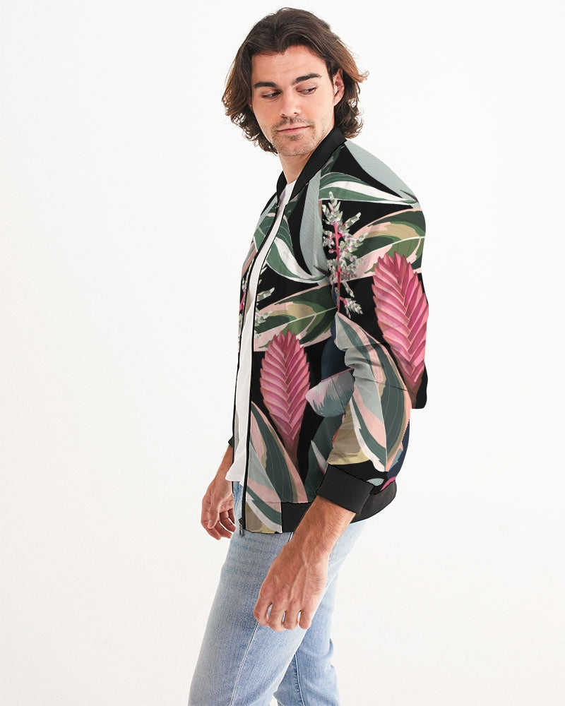 Black Botanical Bomber Jacket