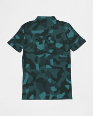 AV Teal Camo Men's Slim Fit Short Sleeve Polo