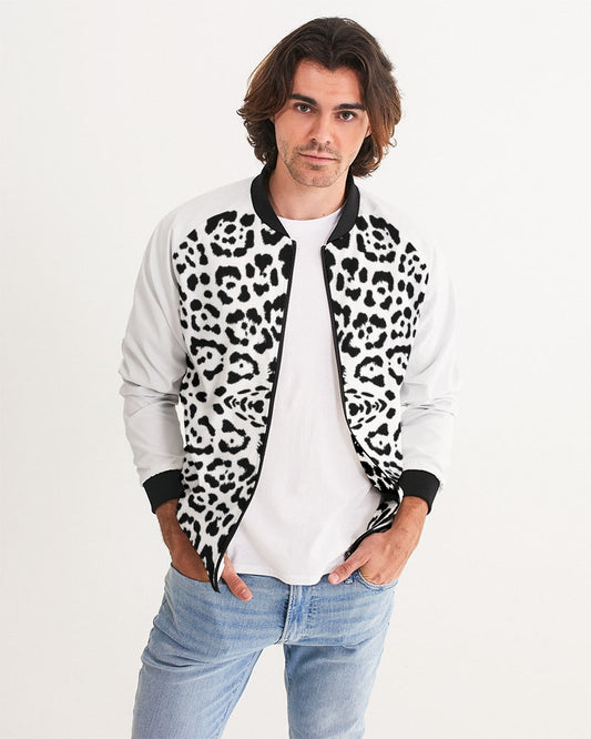 Men's Wildlife Bomber Jacket — bold all-over print by AmbiVirile, front view