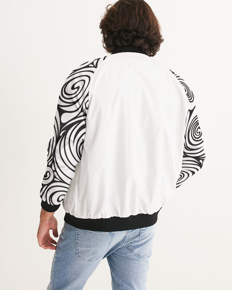 Men's Psychedelic Bomber Jacket — bold all-over print by AmbiVirile, detail view
