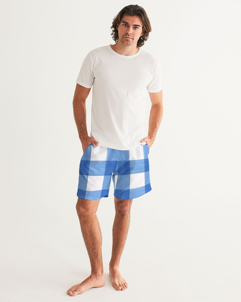 Men's Blue Cube Swim Trunks — bold all-over print by AmbiVirile, view 5