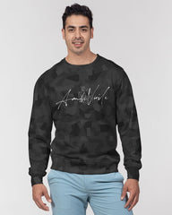 AV Black Camo Men's Classic French Terry Crewneck Pullover
