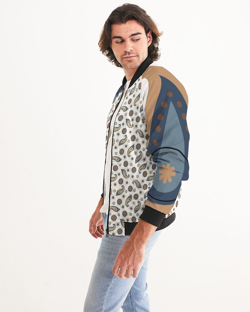 Men's Morning Paisley Bomber Jacket — bold all-over print by AmbiVirile, side view
