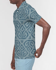 Teal Tribal Cloth Men's Slim Fit Short Sleeve Polo