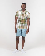 Autumn Plaid Men's Slim Fit Short Sleeve Polo