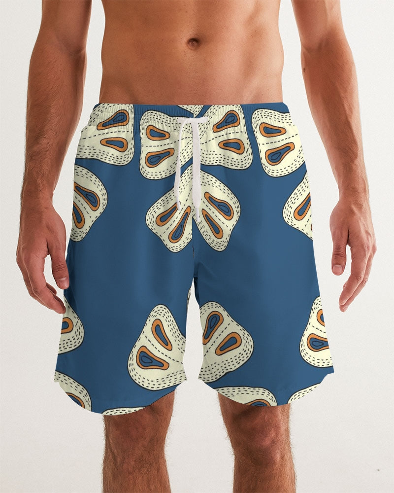 Men's Tribal Flower Swim Trunks — bold all-over print by AmbiVirile, front view