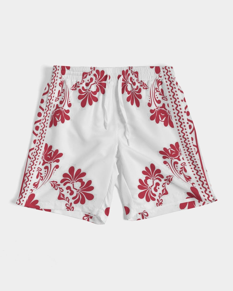 Men's Red Ceramics Swim Trunks — bold all-over print by AmbiVirile, view 6