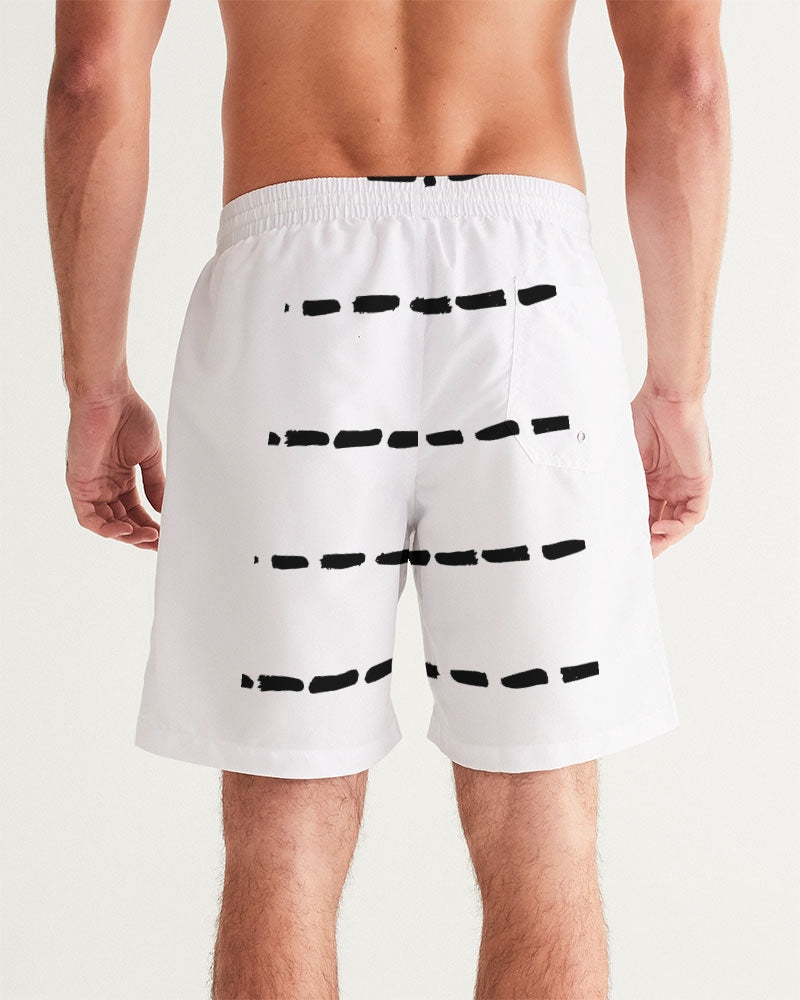 Men's Dot Stripe Swim Trunks — bold all-over print by AmbiVirile, detail view
