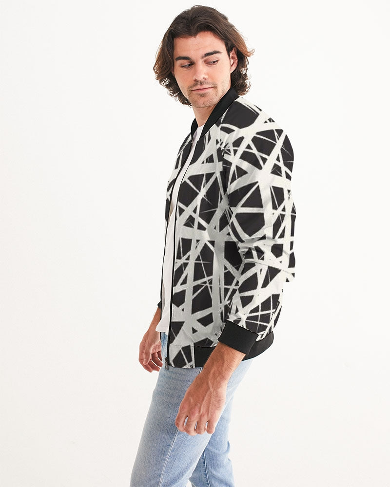 Men's Mixed Matter Bomber Jacket — bold all-over print by AmbiVirile, side view