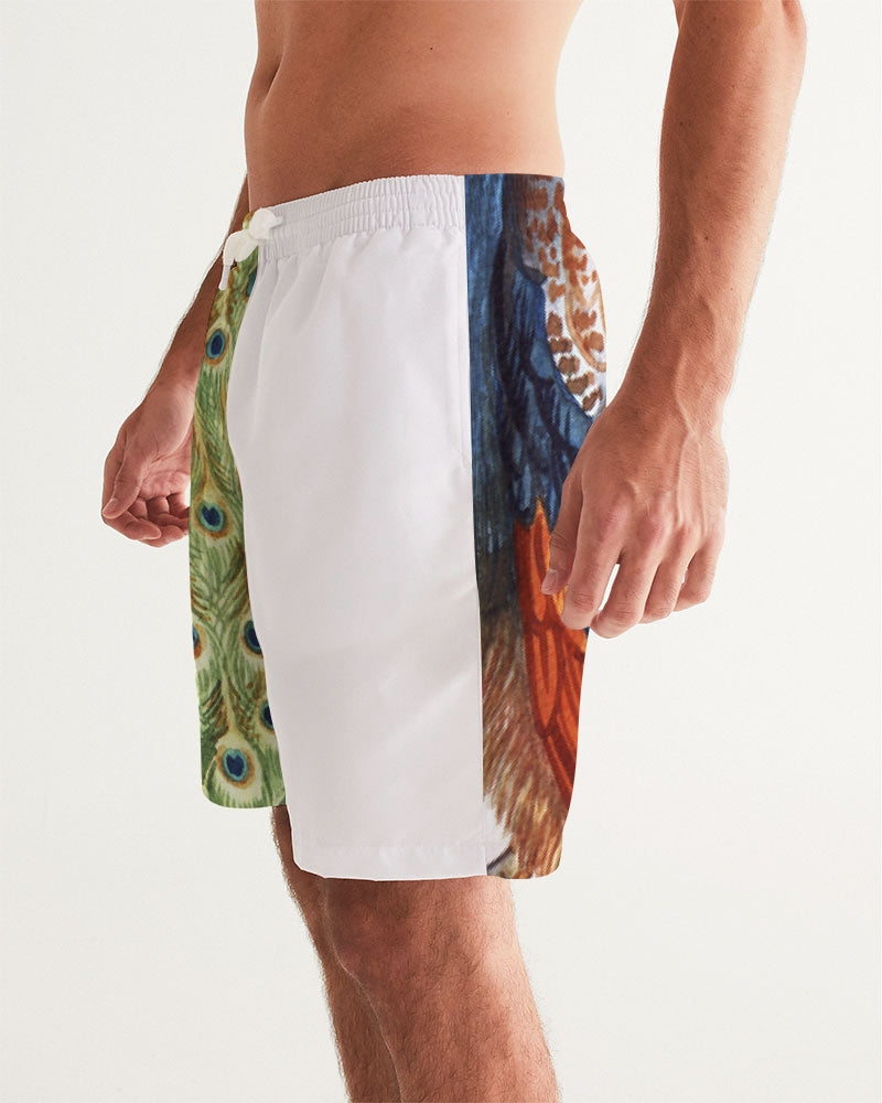 Men's Cock Tail Swim Trunks — bold all-over print by AmbiVirile, side view