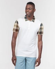 Classic Plaid Brown Men's Slim Fit Short Sleeve Polo