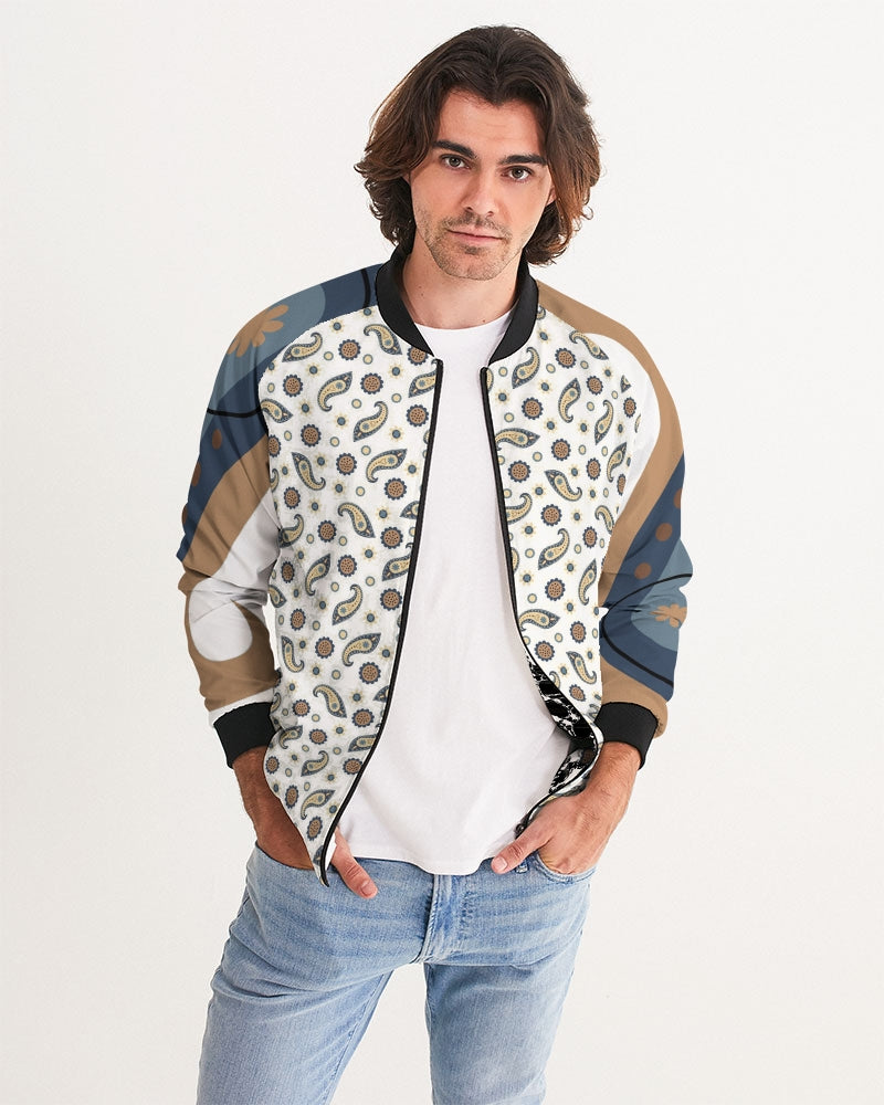 Men's Morning Paisley Bomber Jacket — bold all-over print by AmbiVirile, front view