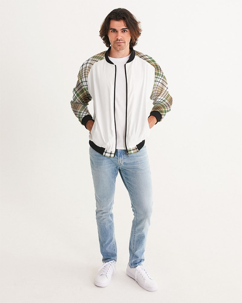 Men's Autumn Plaid Bomber Jacket — bold all-over print by AmbiVirile, back view