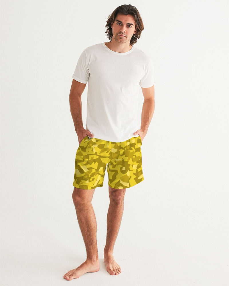 Men's AV Yellow Camo Swim Trunks — bold all-over print by AmbiVirile, view 5