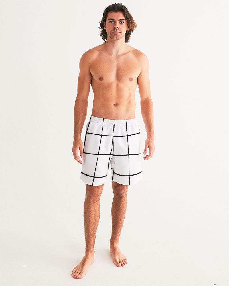 Men's Windows Swim Trunks — bold all-over print by AmbiVirile, back view