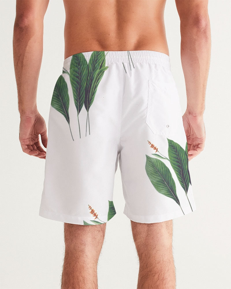 Men's Leaves R Us Swim Trunks — bold all-over print by AmbiVirile, detail view