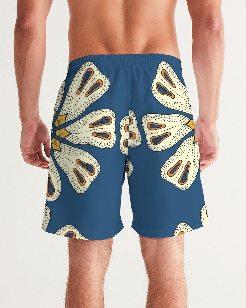 Men's Tribal Flower Swim Trunks — bold all-over print by AmbiVirile, detail view