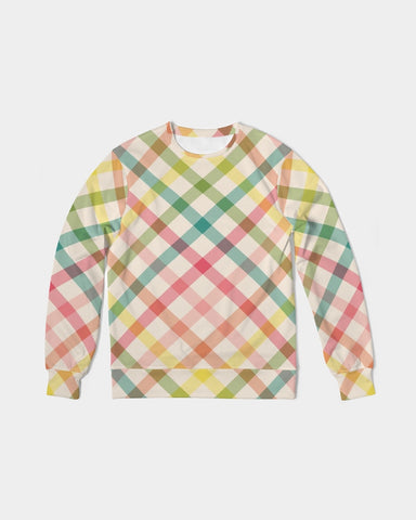 Pretty Plaid Men's Classic French Terry Crewneck Pullover
