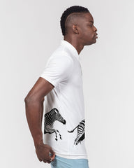 Zebra Black Men's Slim Fit Short Sleeve Polo
