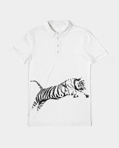 Tiger Black Men's Slim Fit Short Sleeve Polo