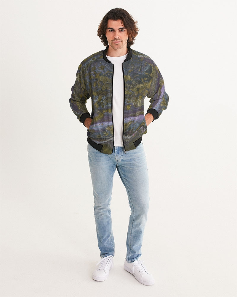 Men's Gold Paint Bomber Jacket — bold all-over print by AmbiVirile, back view