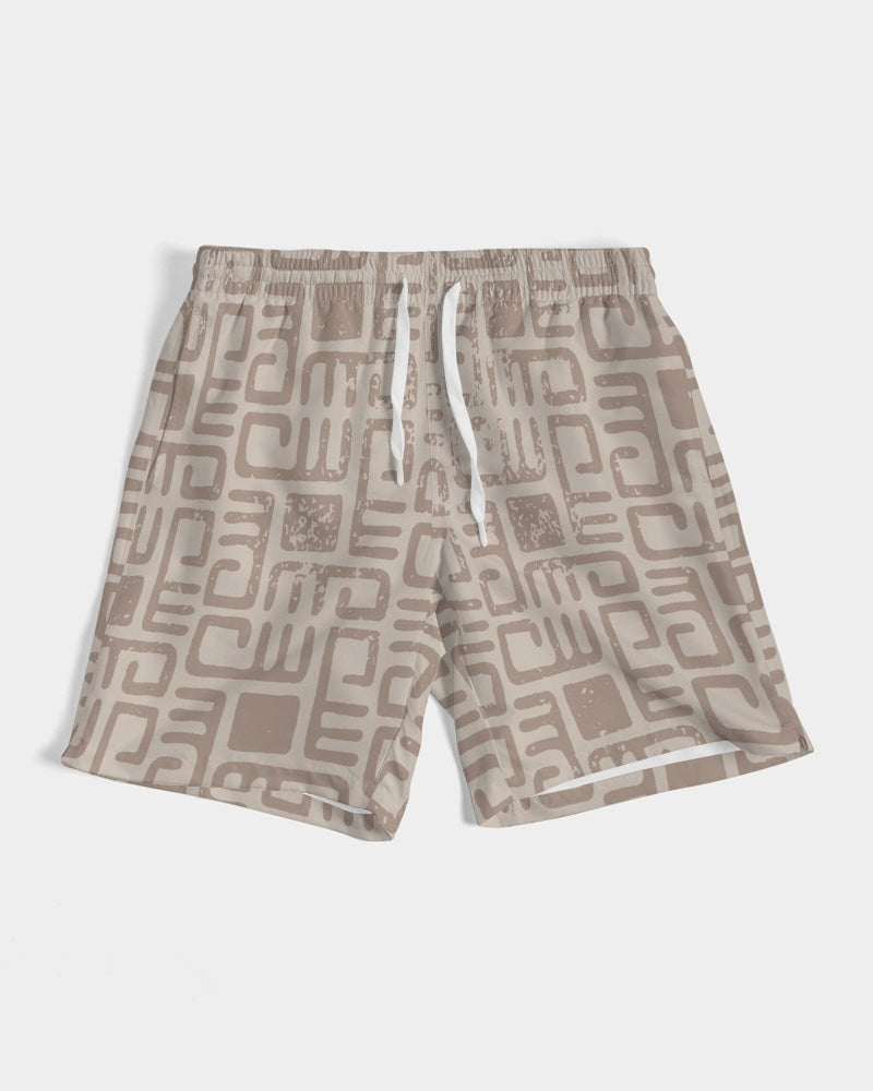 Men's Beige Tribes Swim Trunks — bold all-over print by AmbiVirile, view 6