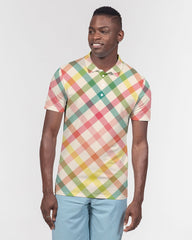 Pretty Plaid Men's Slim Fit Short Sleeve Polo