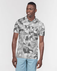AV White Camo Men's Slim Fit Short Sleeve Polo