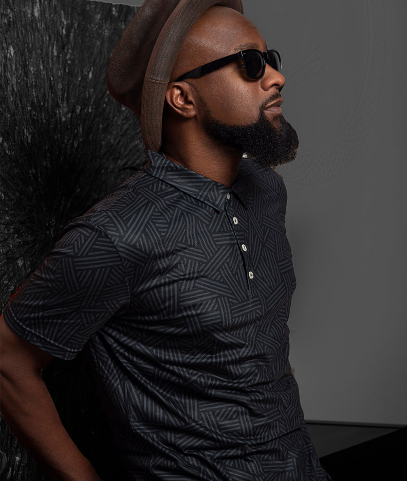 Black Weave Slim Fit Polo