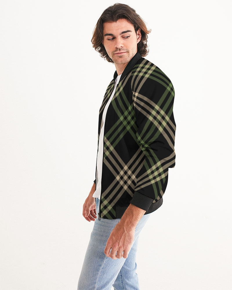 Men's Smooth Plaid Bomber Jacket — bold all-over print by AmbiVirile, side view