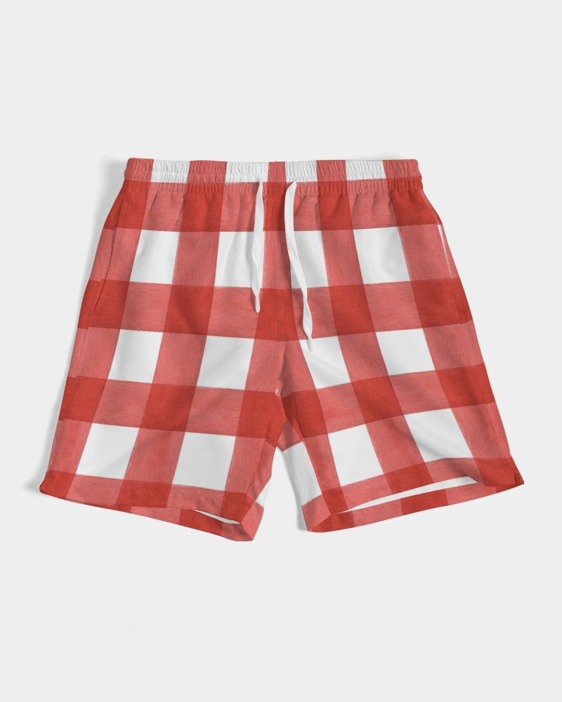 Men's Red Check Swim Trunks — bold all-over print by AmbiVirile, view 6
