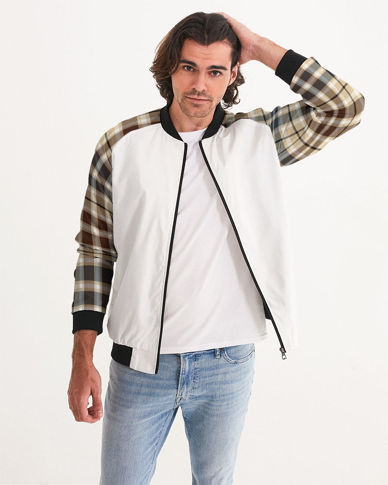 Men's Classic Plaid Brown Bomber Jacket — bold all-over print by AmbiVirile, view 5