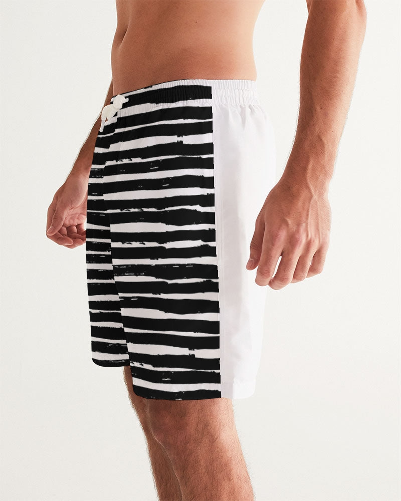 Men's Wipe Out Swim Trunks — bold all-over print by AmbiVirile, side view