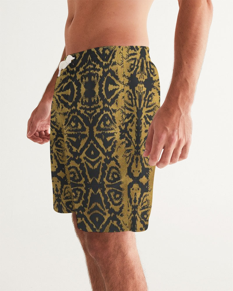 Men's Gold Skin Swim Trunks — bold all-over print by AmbiVirile, side view