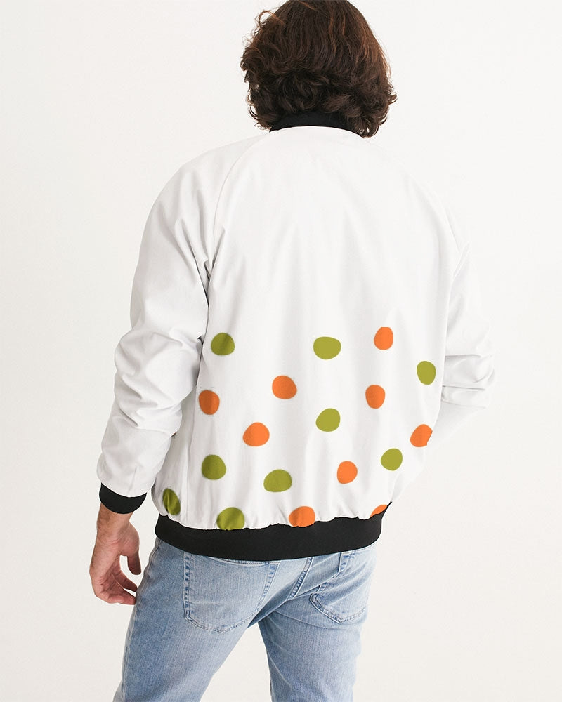Men's Fall Polks Bomber Jacket — bold all-over print by AmbiVirile, detail view