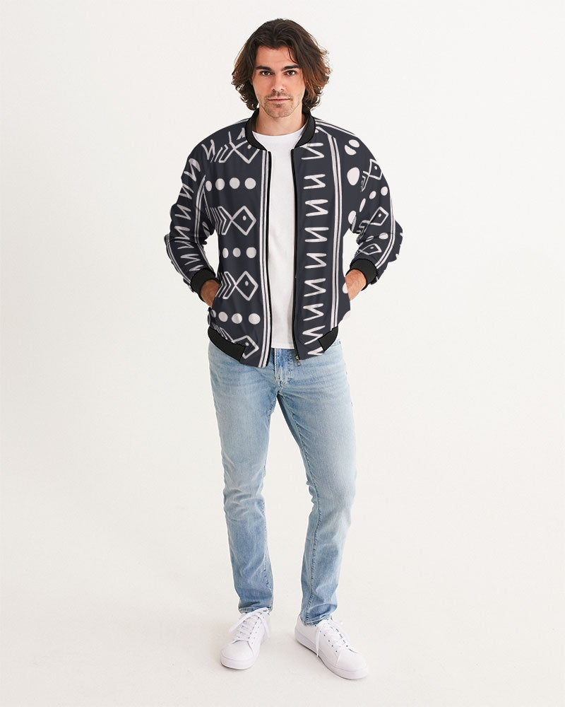Men's Tribin' Bomber Jacket — bold all-over print by AmbiVirile, back view