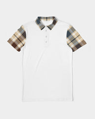 Classic Plaid Brown Men's Slim Fit Short Sleeve Polo