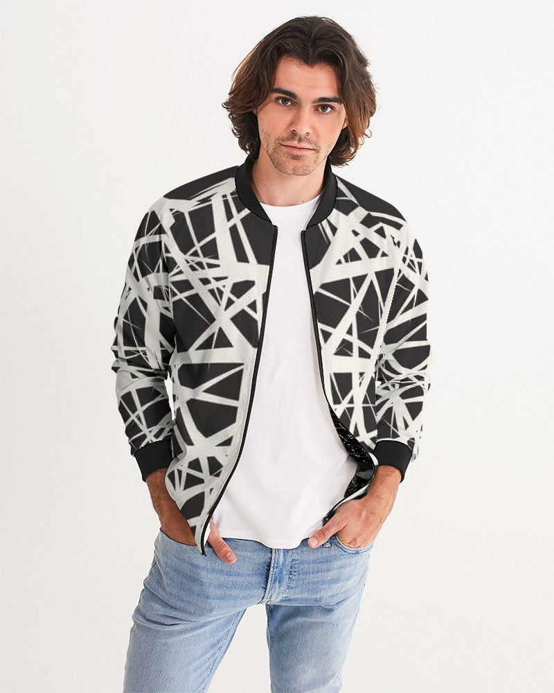 Men's Mixed Matter Bomber Jacket — bold all-over print by AmbiVirile, front view